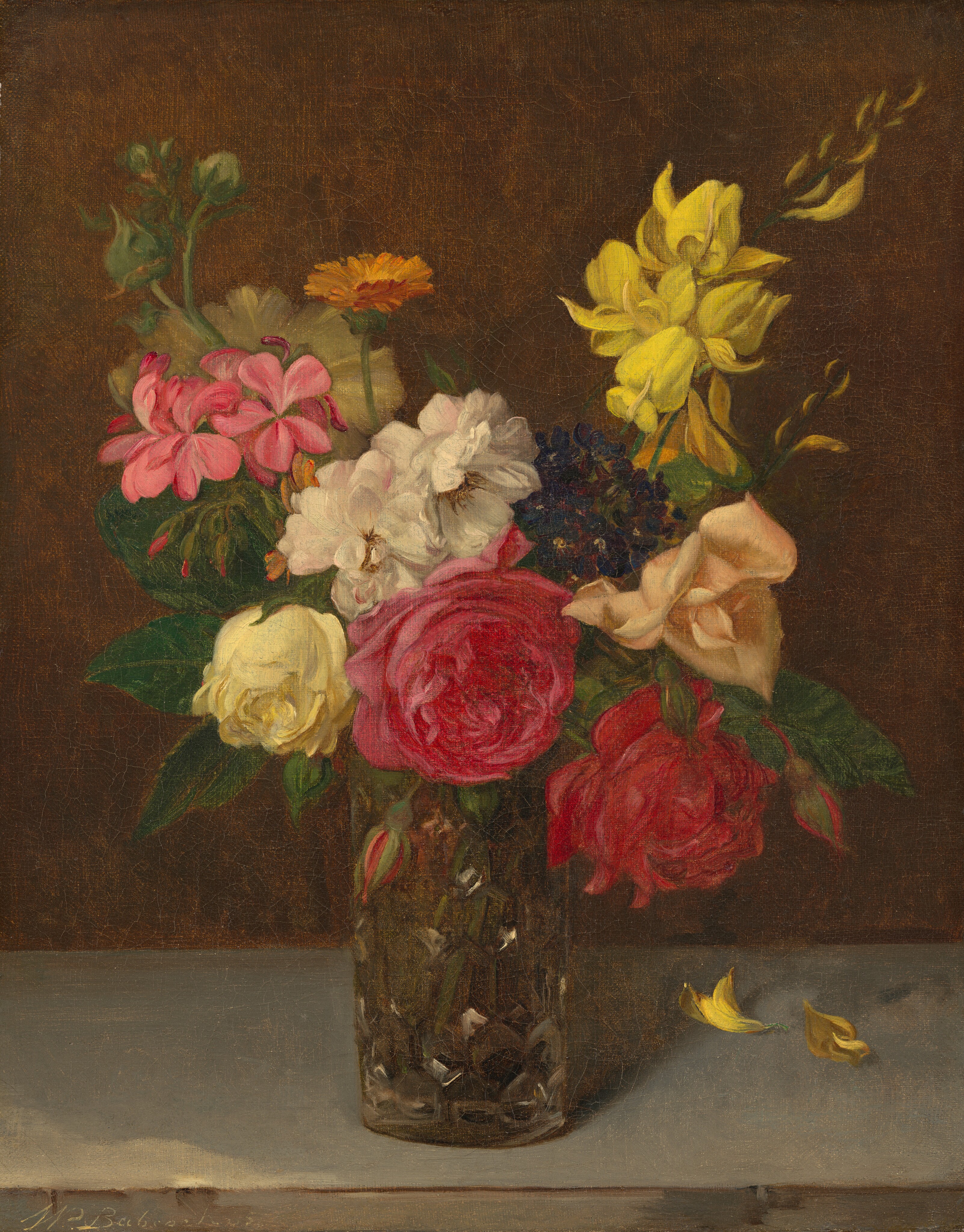 Flowers in a cut vase